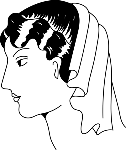 Greco Roman Coiffure Of Young Brunette With Mantilla Coloring Page